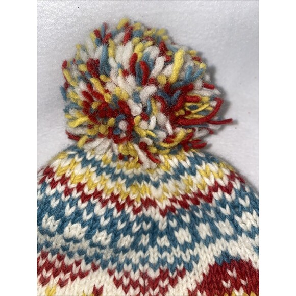ERIN KNITWEAR Ireland wool beanie hat Vintage Fair Aisle nordic Fleece Puff - Picture 2 of 6